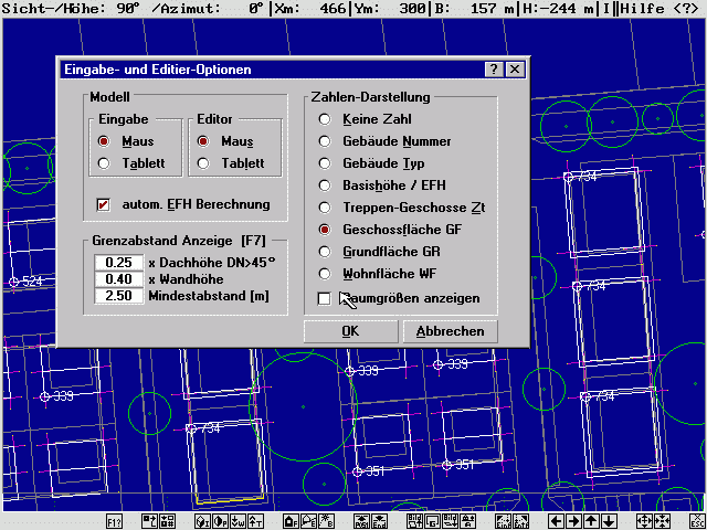 Abstandflächen nach BO und Geschoßfläche